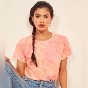 Reformation Perfect Vintage Tee Shirt Tie-Dye Pink and Orange - Size Small